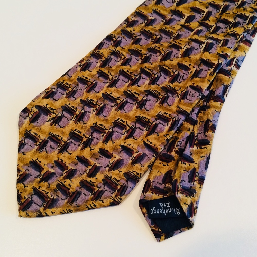 J. Garcia Tie - 100% Silk - Gold and Blue Design